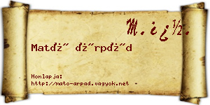 Mató Árpád névjegykártya